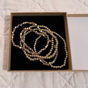 Elegant Gold Beaded Stretch Bracelets